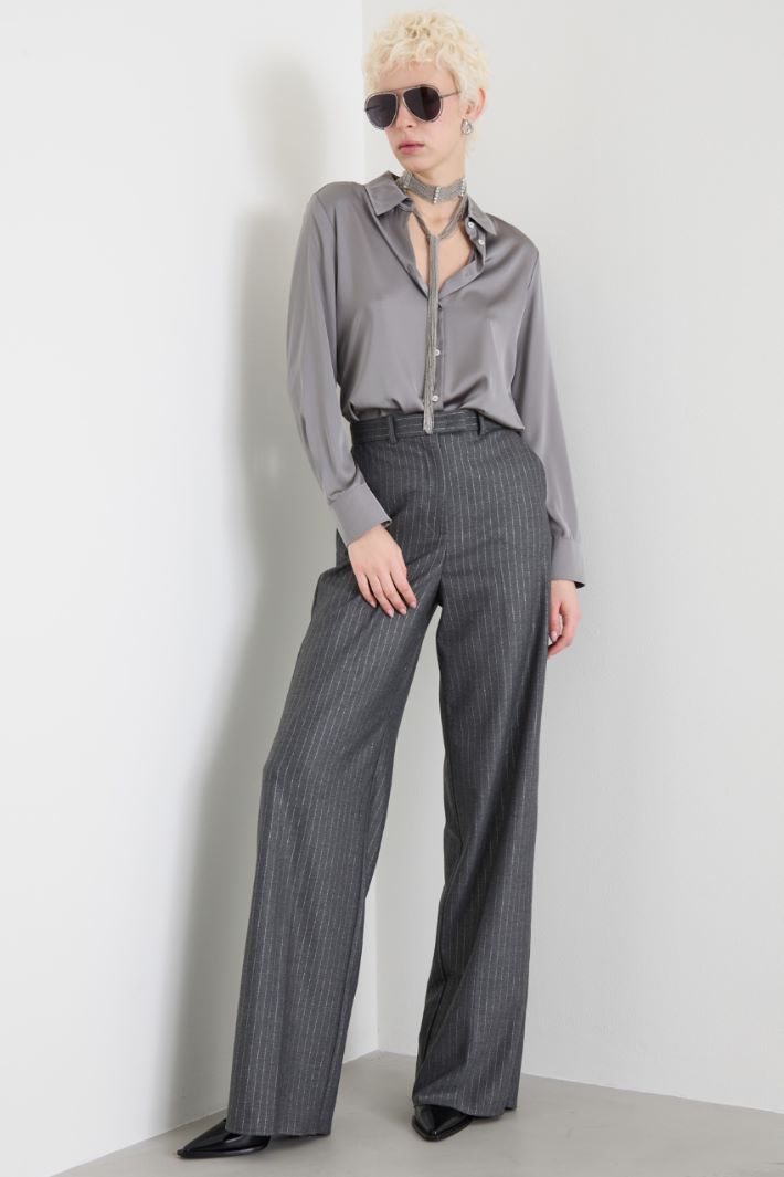 Pantaloni a palazzo gessati lamè Intrend