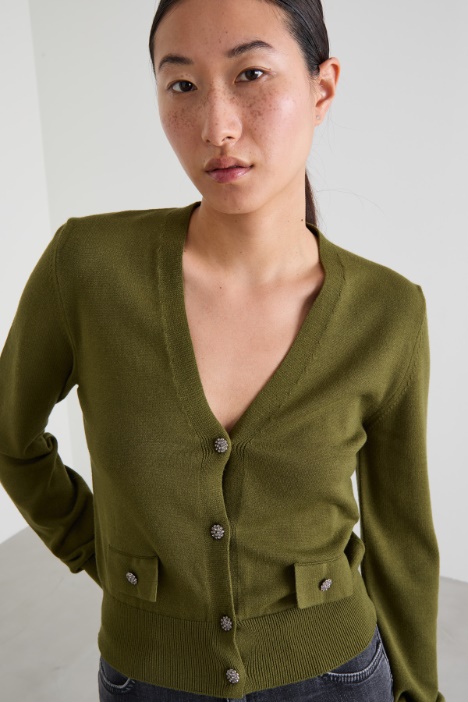 Cardigan con bottoni gioiello