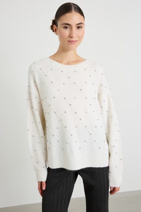 Maglia a rombi con strass Intrend