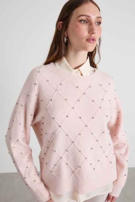 Maglia a rombi con strass