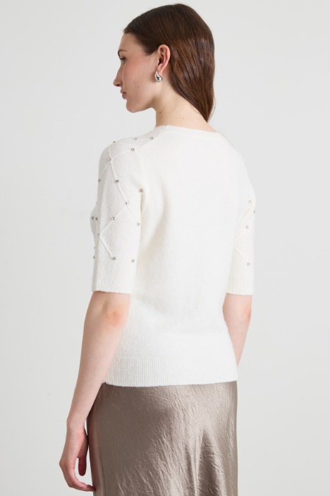 Maglia a mezze maniche con strass