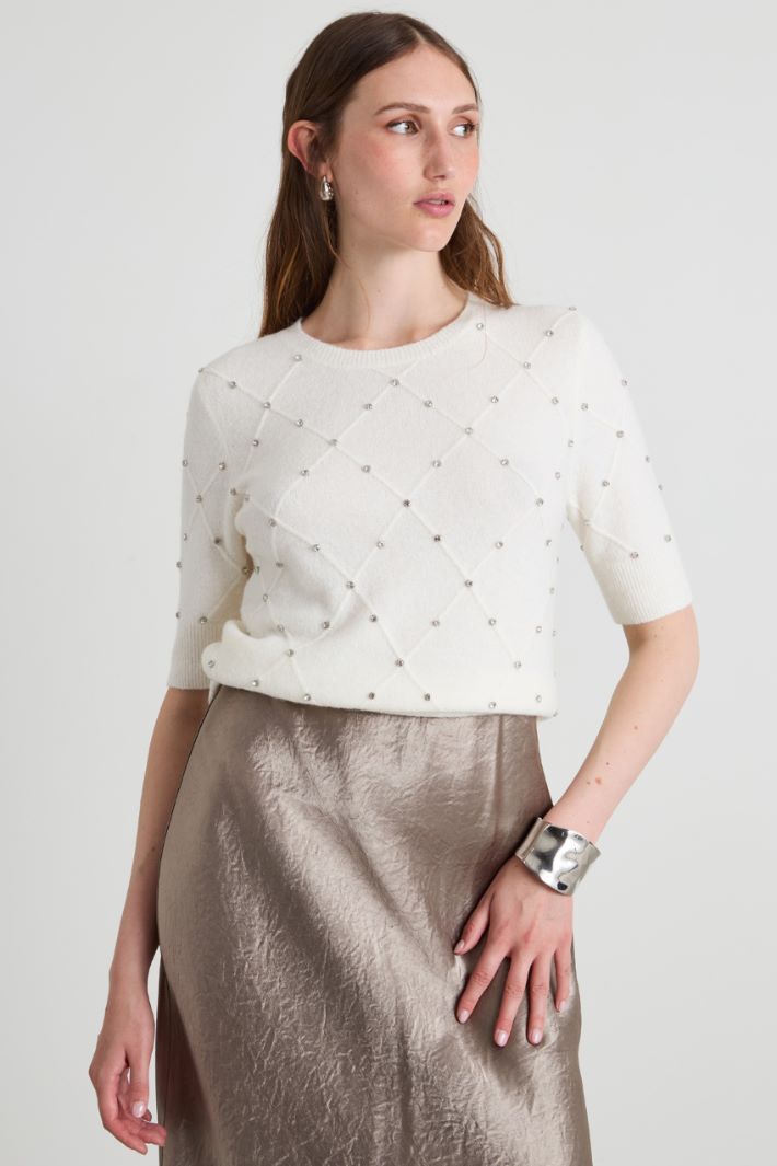 Maglia a mezze maniche con strass Intrend