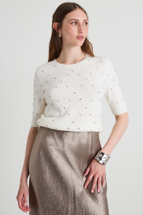 Maglia a mezze maniche con strass Intrend