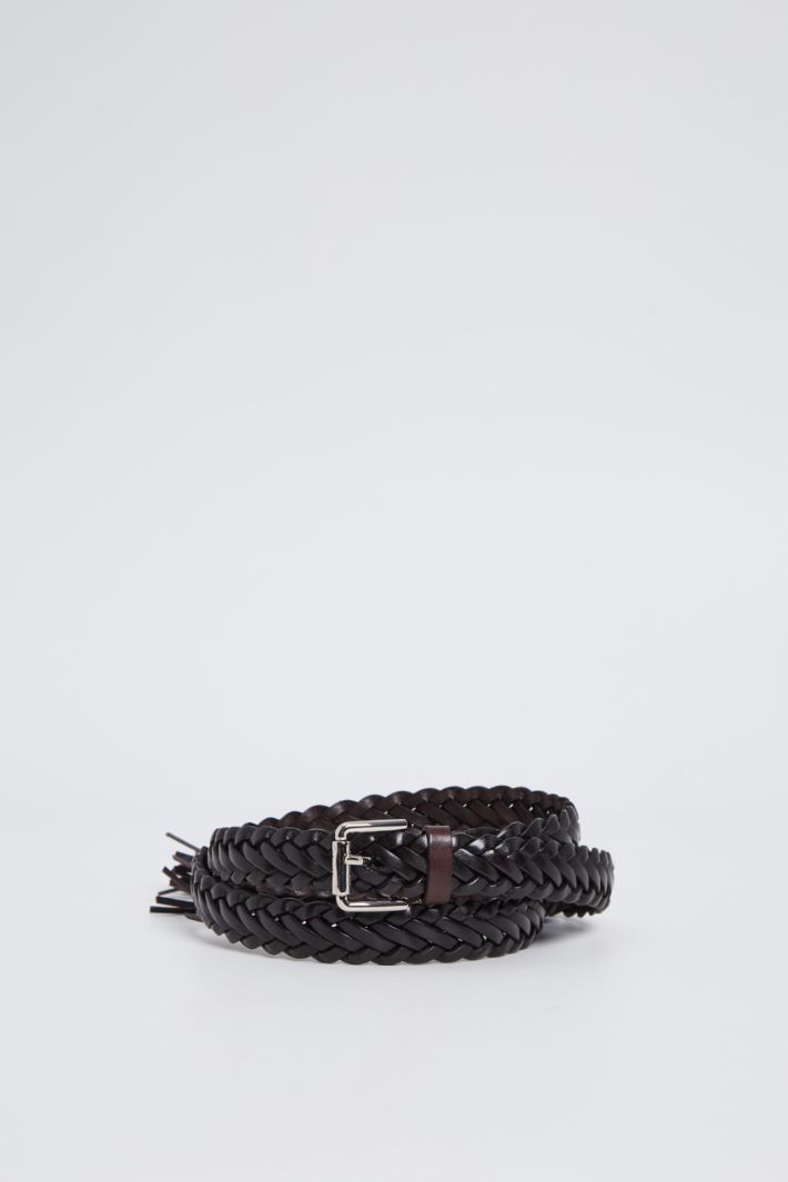 Braided leather belt with tassels Intrend