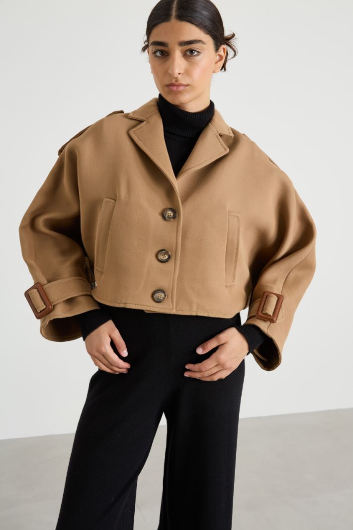 Mantella trench in lana e cotone