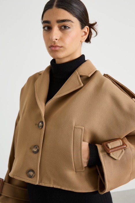 Mantella trench in lana e cotone