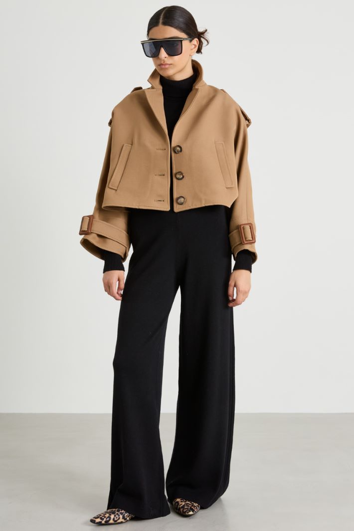 Mantella trench in lana e cotone
