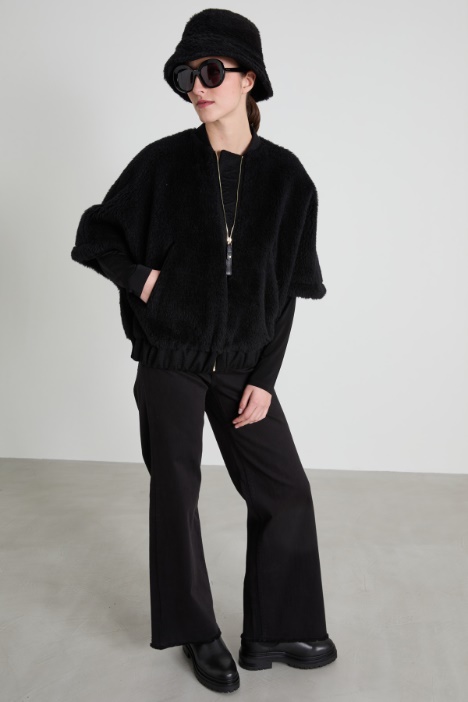 Teddy fabric bomber jacket cape Intrend