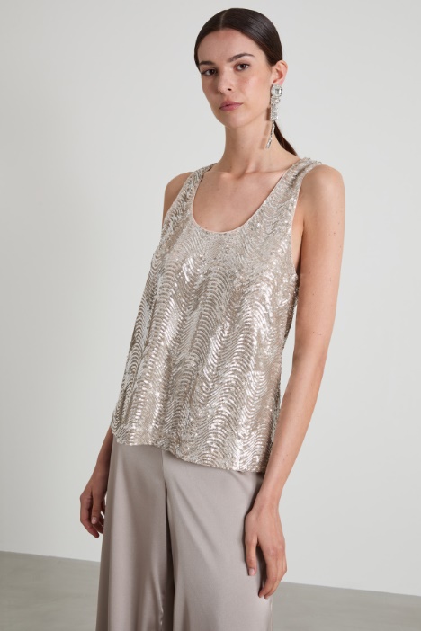 Top smanicato con paillettes Intrend