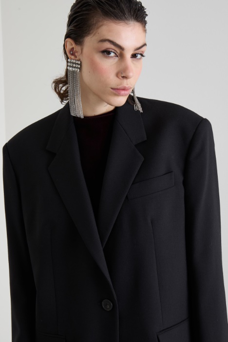 Blazer oversize de lona de lana