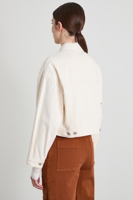 Giacca cropped in bull di cotone