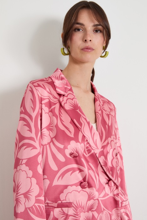 Deconstructed satin blazer