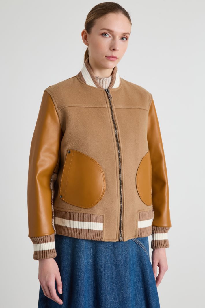 Bomber in drap e pelle Intrend - 3