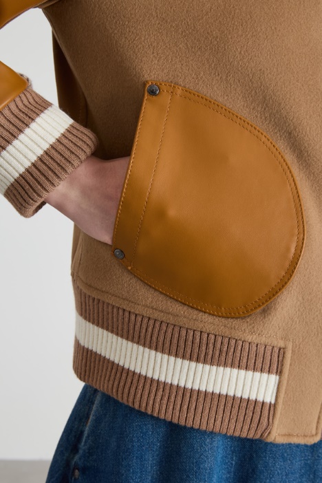 Bomber in drap e pelle