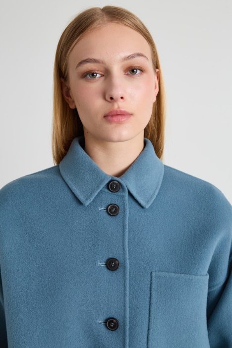 Caban monopetto in doppio di lana