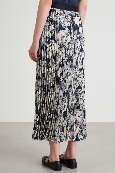 Gonna plissé in twill stampato