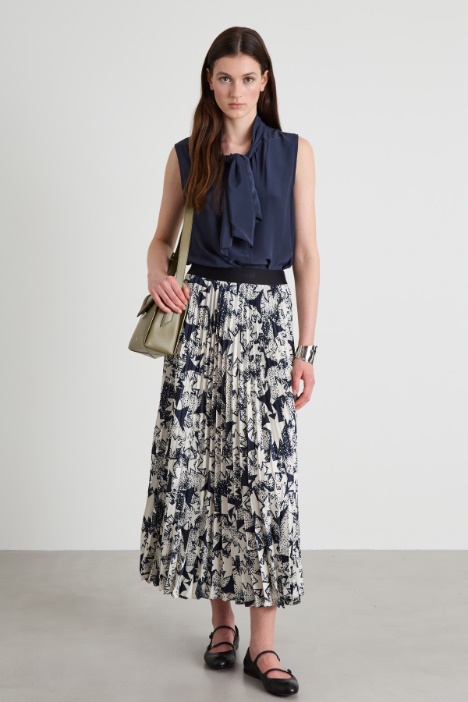 Pleated printed twill skirt Intrend