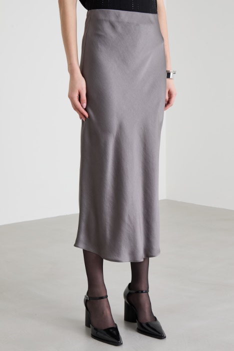Gonna longuette in raso