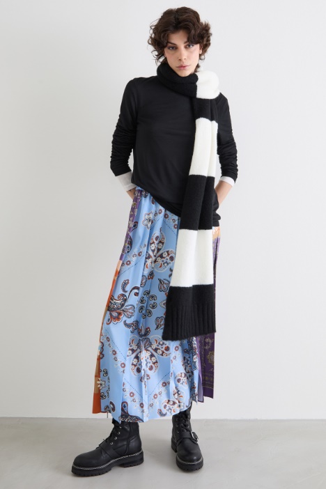 Pleated printed twill skirt Intrend