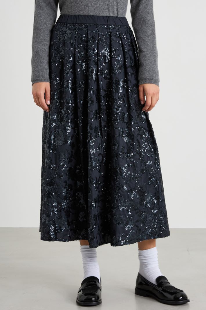 Gonna in cotone con paillettes
