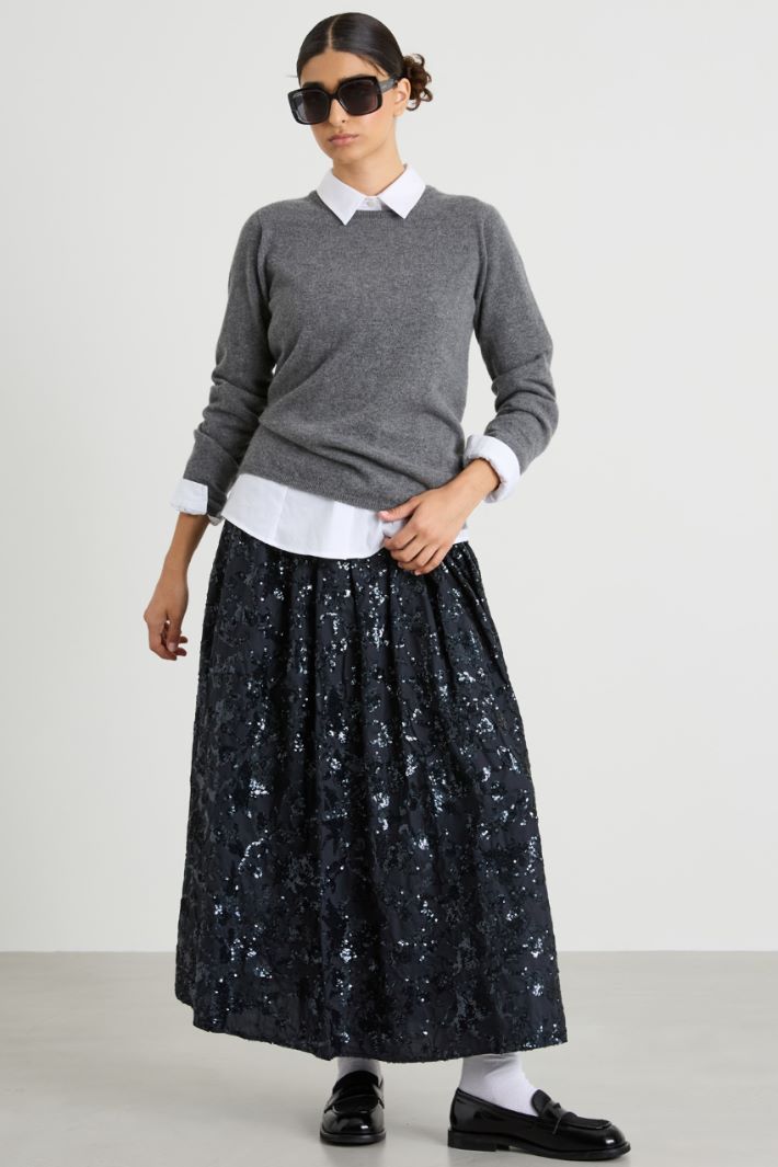 Gonna in cotone con paillettes
