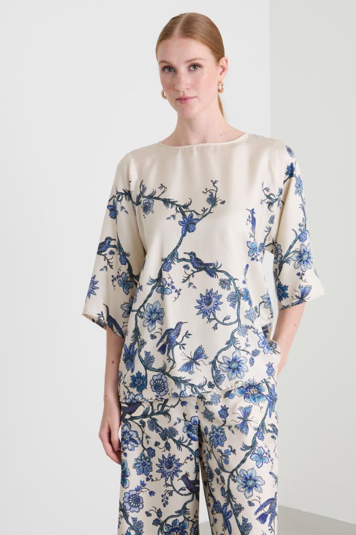 Blusa de sarga de seda
