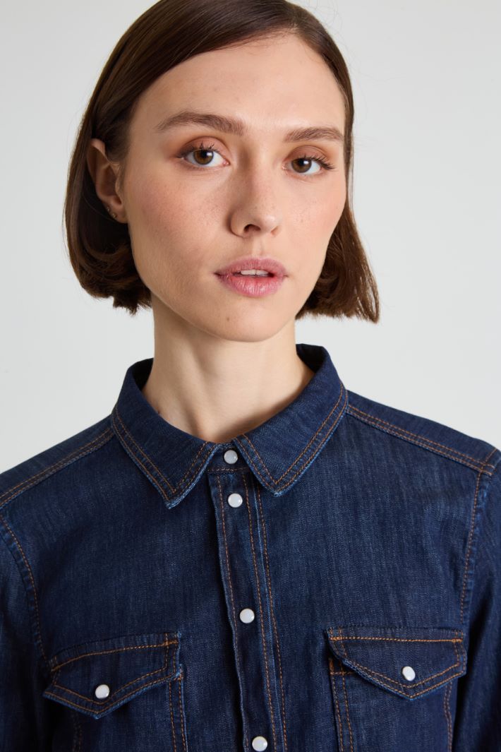 Denim fitted shirt Intrend - 4