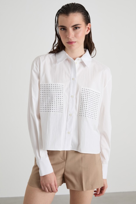 Shirt with rhinestones applied Intrend