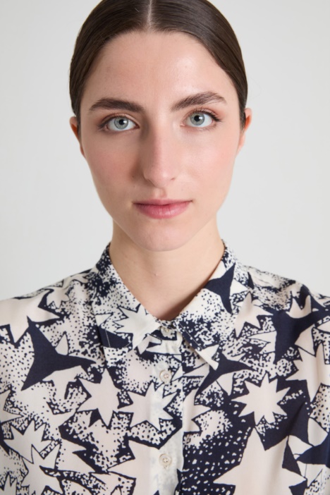 Camicia fluida in seta stampata