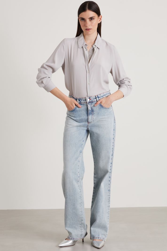 Silk-blend crêpe shirt Intrend - 3