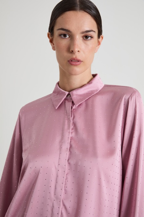 Camicia in raso con strass
