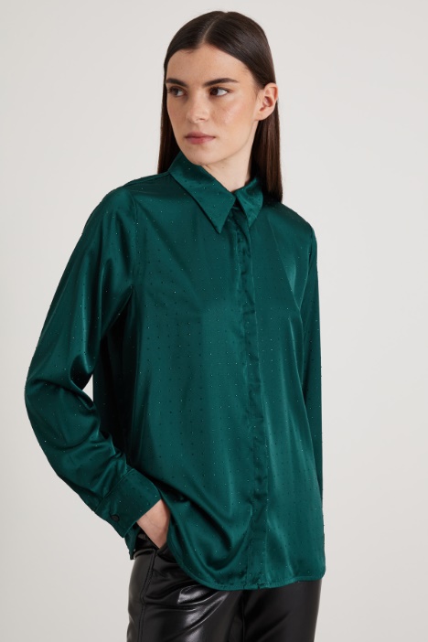 Rhinestone satin shirt Intrend