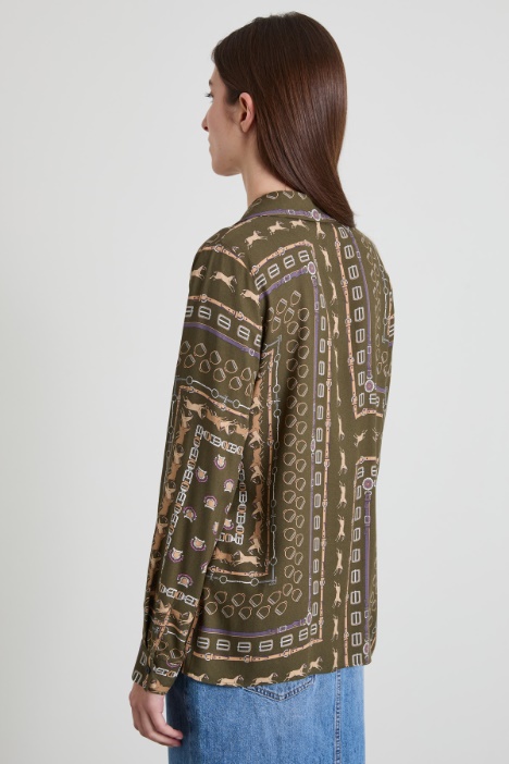 Blusa in twill con piega ribattuta