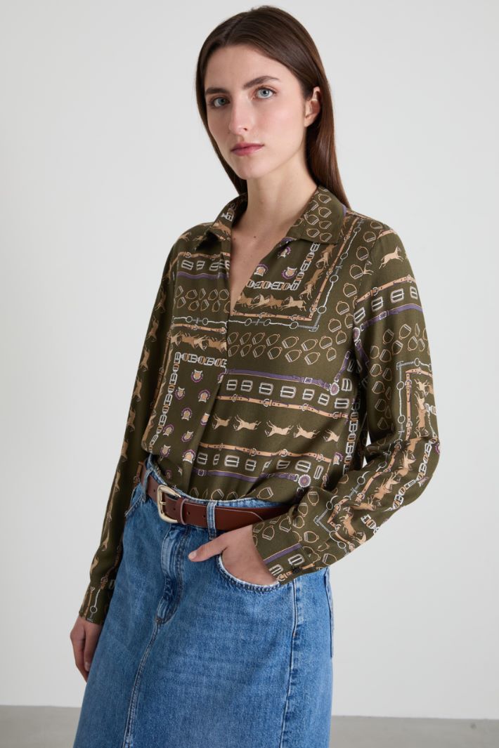 Blusa in twill con piega ribattuta Intrend