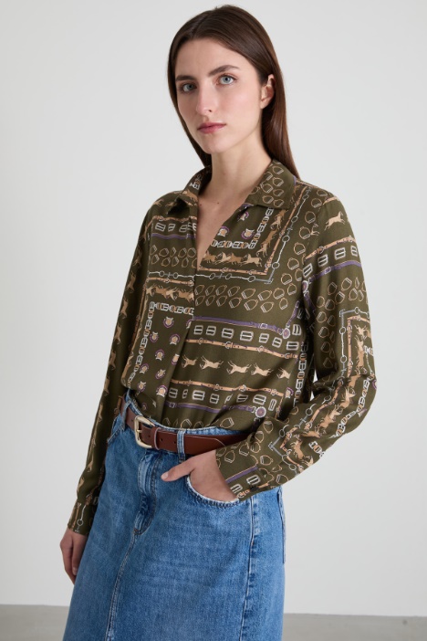 Blusa in twill con piega ribattuta Intrend