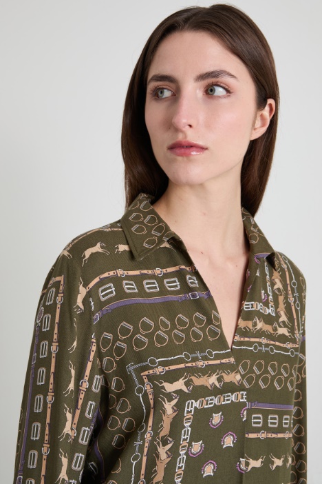 Blusa in twill con piega ribattuta