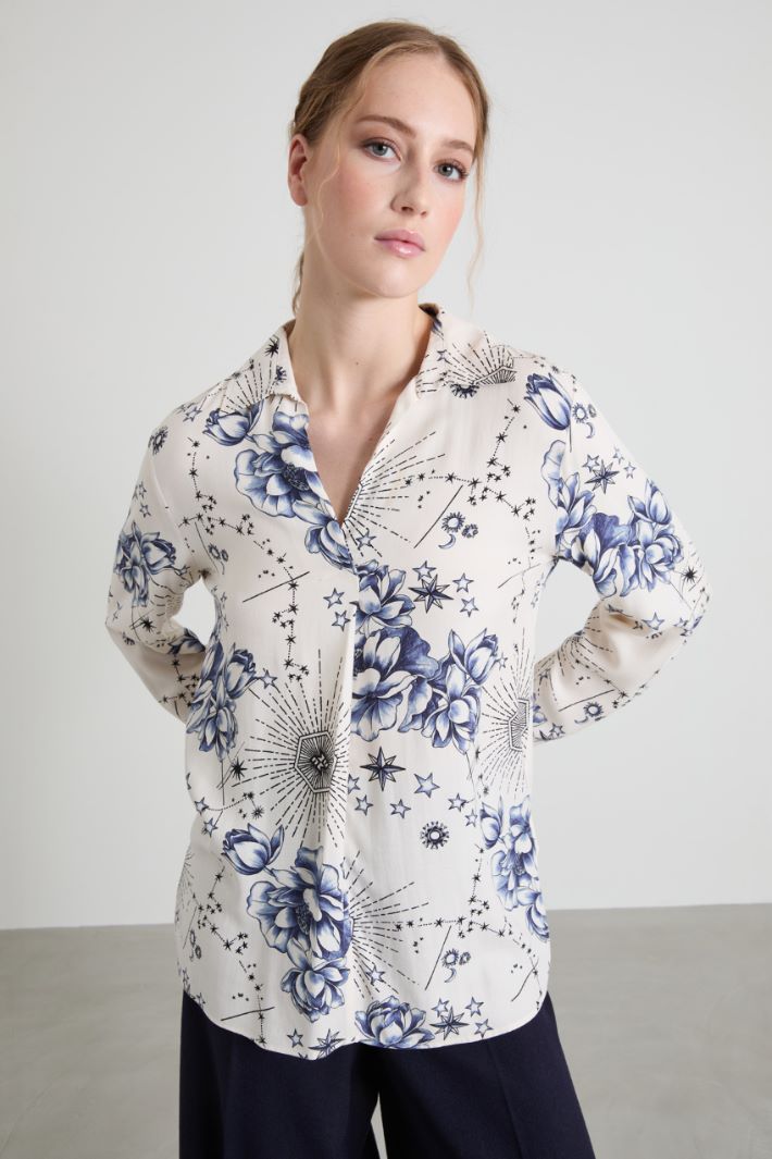 Blusa in twill con piega ribattuta Intrend