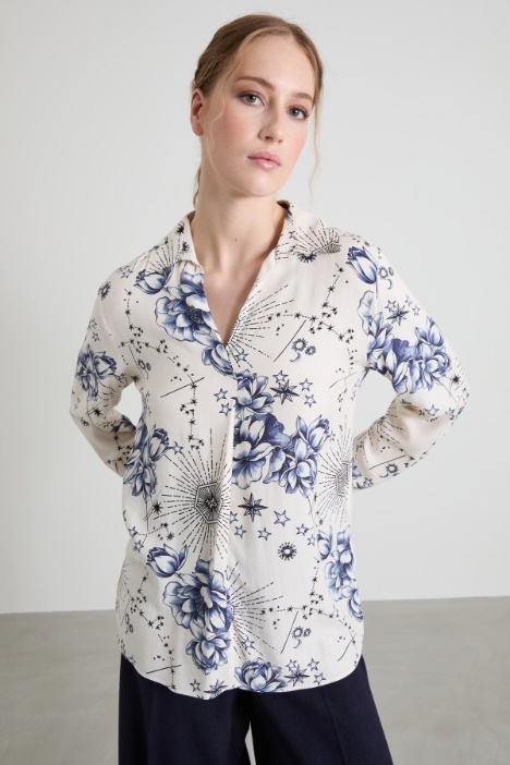 Twill blouse with flat pleat Intrend