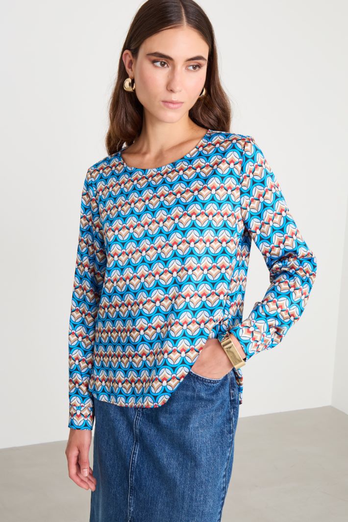 Blusa in twill stampato Intrend