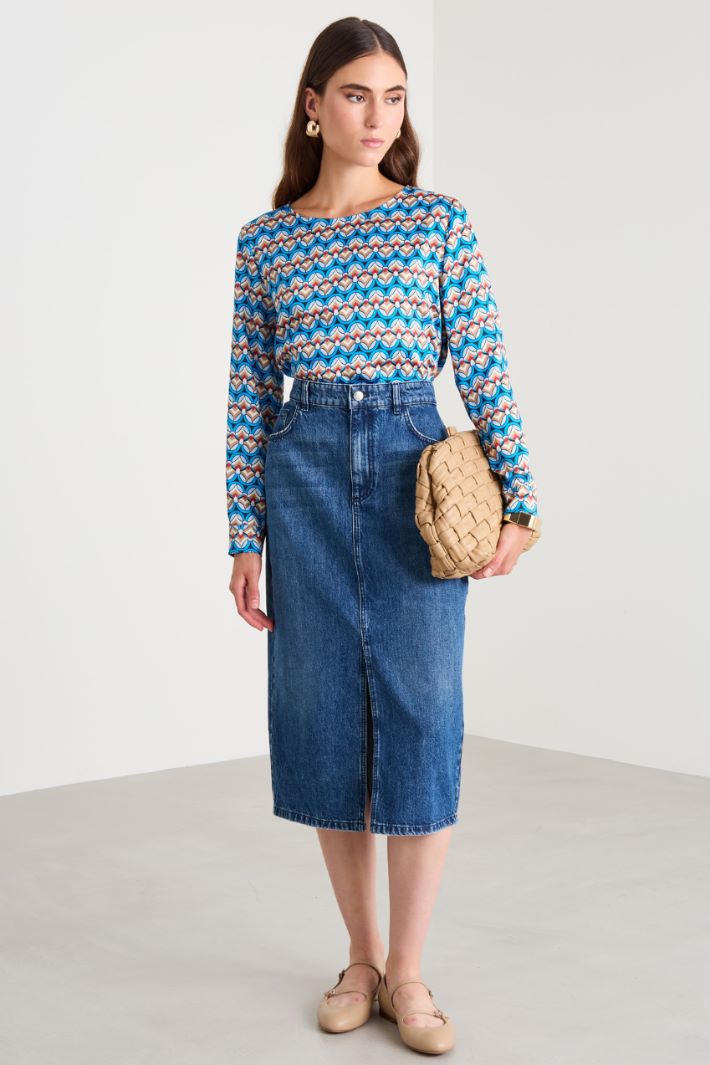 Blusa in twill stampato Intrend - 3