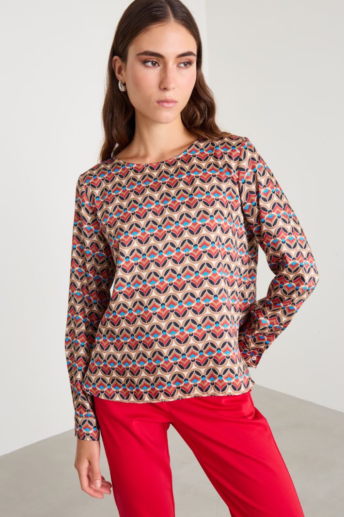 Blusa in twill stampato Intrend