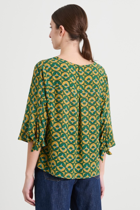 Crew-neck crepe de chine blouse Intrend - 3