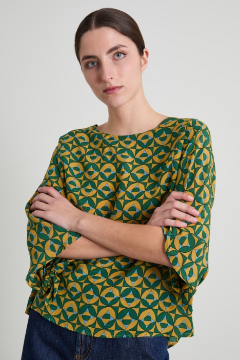 Crew-neck crepe de chine blouse Intrend - 2
