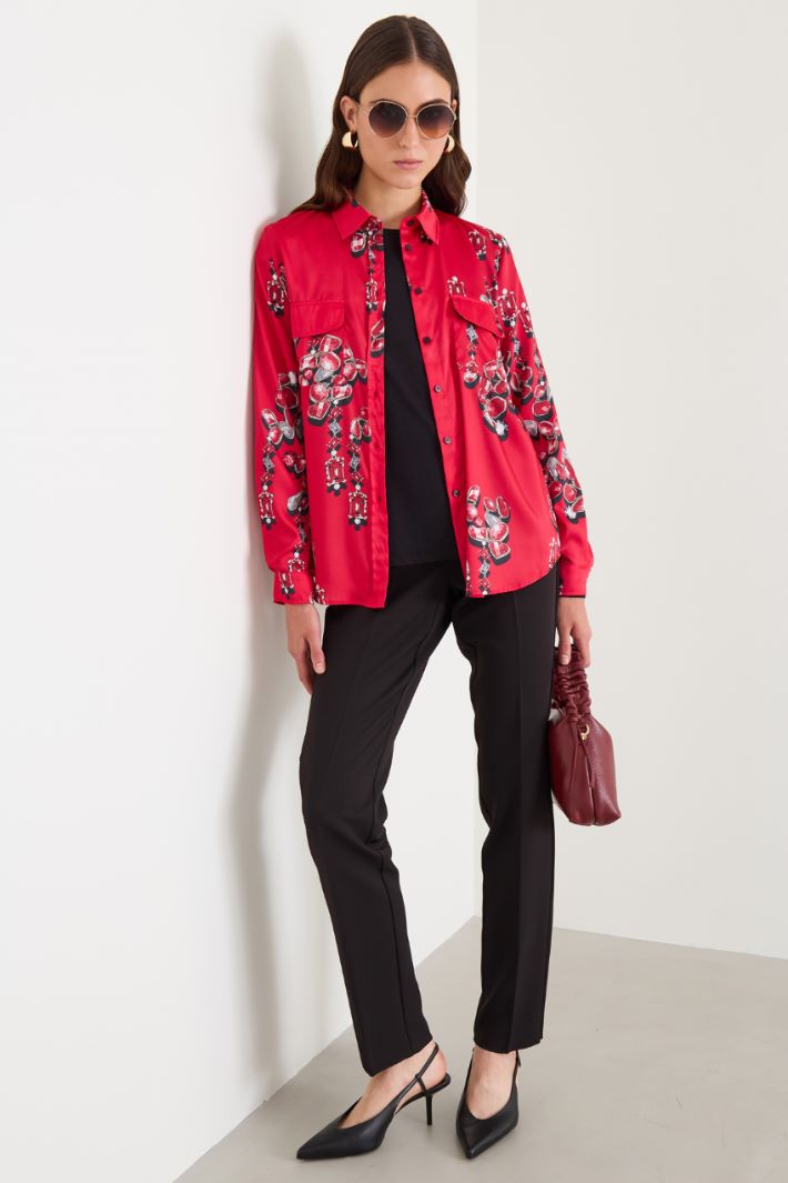Camicia in twill stampato Intrend - 3
