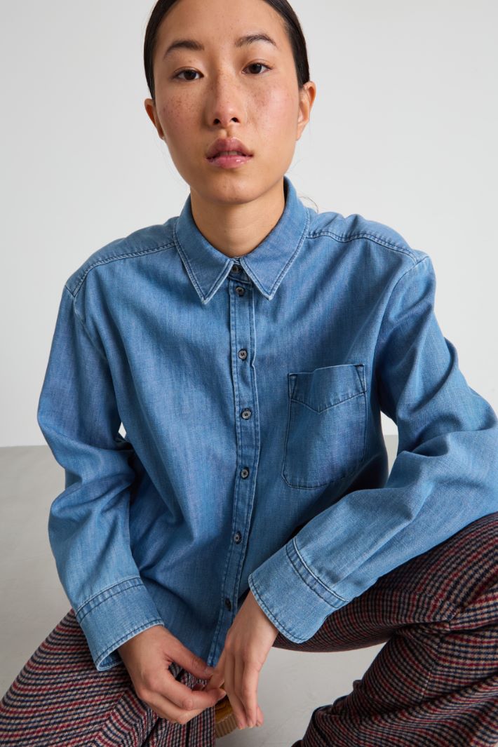 Camicia in denim di cotone Intrend - 4