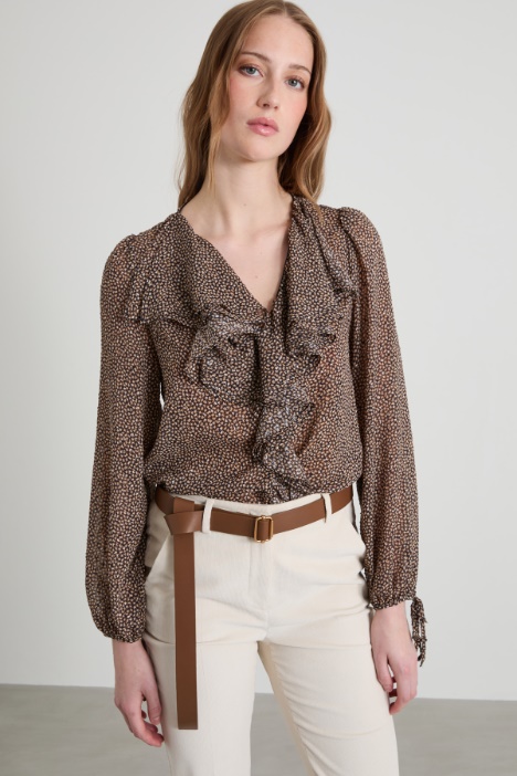 Blusa georgette con rouches Intrend