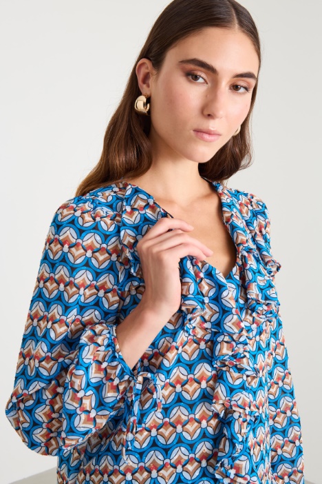 Blusa georgette con rouches
