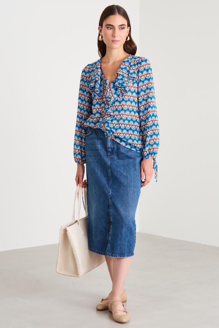 Blusa georgette con rouches Intrend - 3