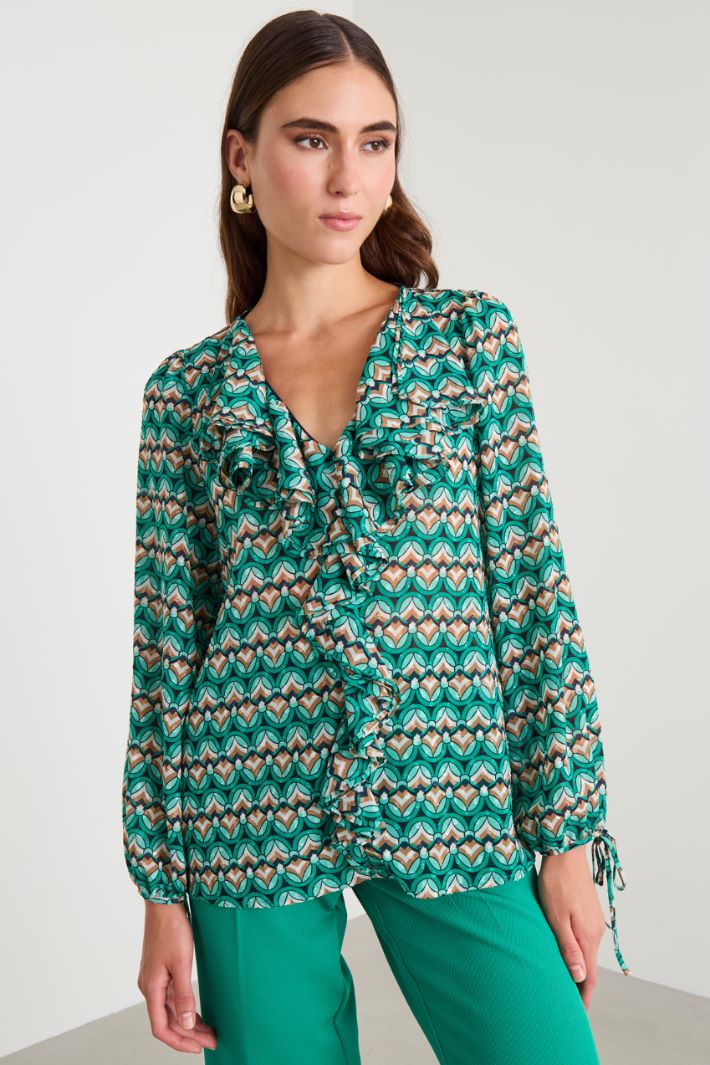 Blusa georgette con rouches Intrend