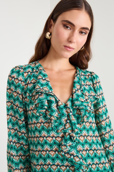 Blusa georgette con rouches